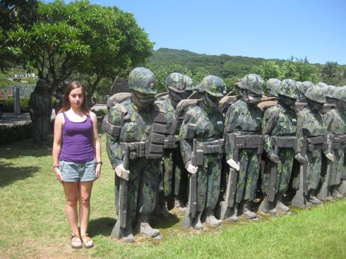 These sculptures were spread throughout the property (acres and acres), and many were in large platoons as in the group partially photographed here. Ju Ming said he made one of these soldiers per day... out of bronze, I believe. It would have taken me all day just to count how many sculptures in this "Armed Forces" series alone.  