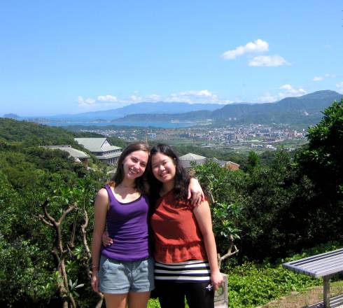 My friend Shelly and me. Shelly is a great friend, the epitome of an accommodating, smiling Taiwanese lady. This is the view right past that navy ship. 